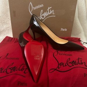 Christian Louboutin Shoes 3 inches heels size 371/2 Black Red Bottom.